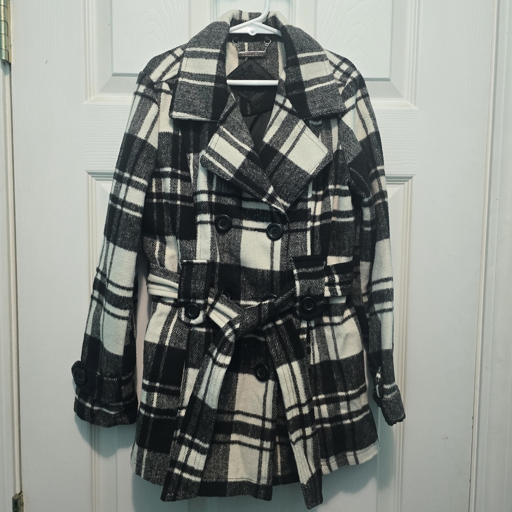 Jou Jou Black and White Plaid Jacket Size Medium Very Nice!